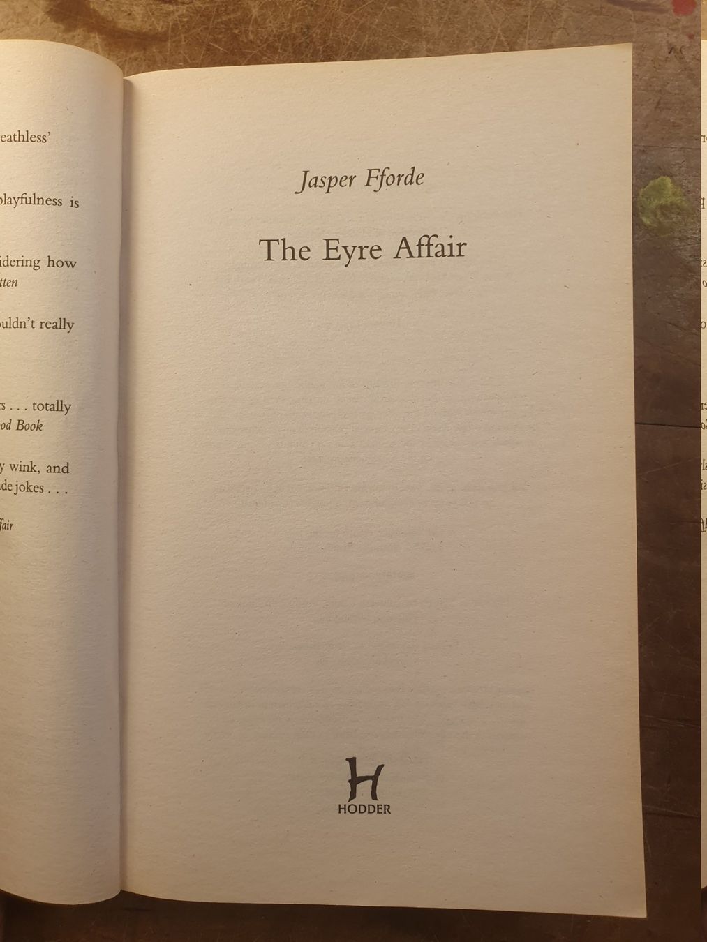 Libri: The Eyre Affair - Jasper Fforde – Usato da Zürich venduto da loosebone 2