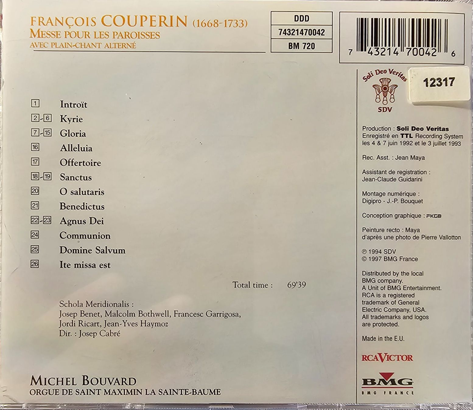 CD: Francois Couperin - Messe pour les Paroisses – Usato da Wahlen b. Laufen venduto da Cg10 1
