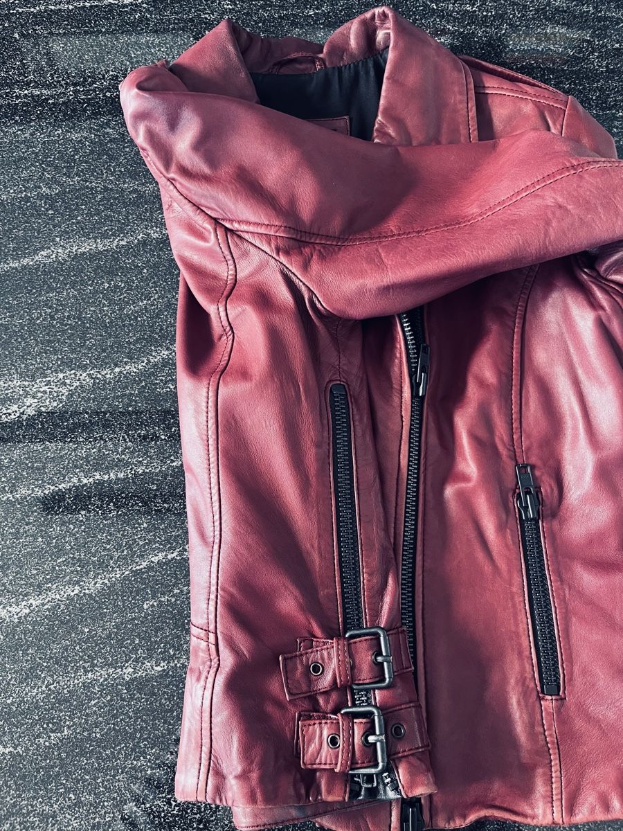Giacche: Damen Bikerjacke Leder, Grösse S - Farbe Plum – Usato da Neuhausen venduto da Ann.Drea 3