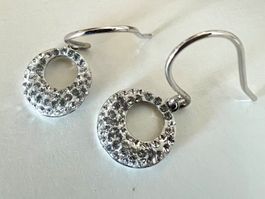 Silber 925 Ohrhänger mit funkelndem Zirkonia Kreis elegant