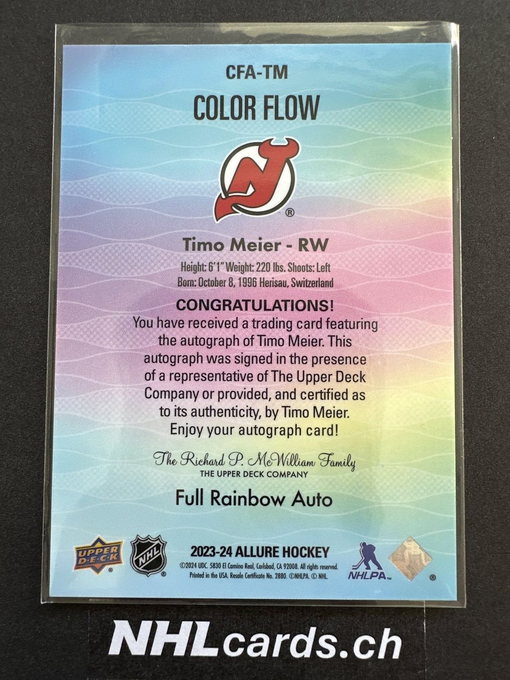 NHL Sammelbilder & Trading cards: Timo Meier Full Rainbow NHL Auto Card – Gebraucht aus Belp von nhlcards.ch 1