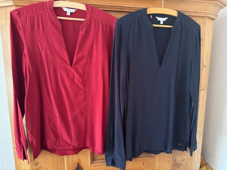 Tommy Hilfiger Blusen-Set, neuwertig, dunkelblau & rot