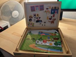Magnetisches Spielzeug von Hape mit Bauernhof Motiven.