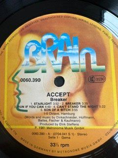 Dischi in vinile: HARDROCK ACCEPT Braker LP 1981 – Usato da Herlisberg venduto da kalabong 6