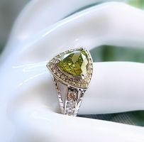 Excellenter Ring mit grünem Zirkonia, 925 Silber, Neu! ❣️