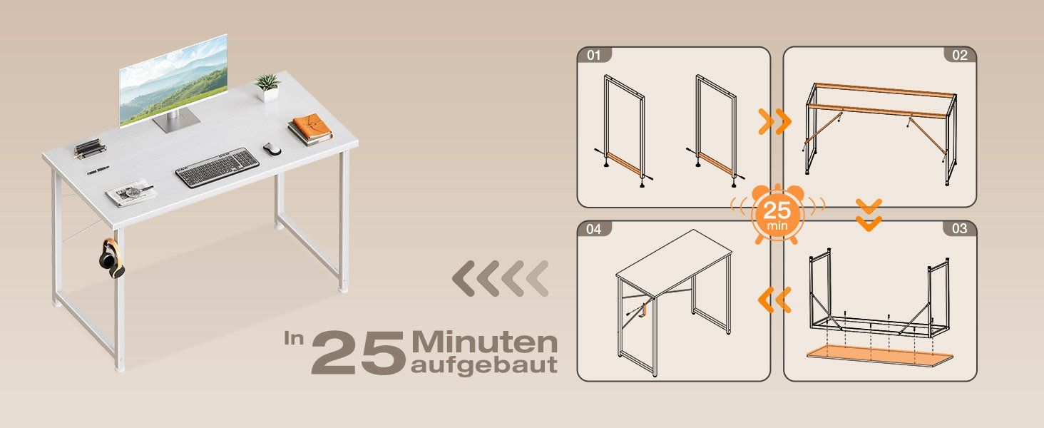 Scrivanie: Bürotisch weiss, Schreibtisch 100x48cm, Computertisch – Nuovo e nell'imballaggio originale da Zürich venduto da MueDes 7