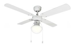 Deckenventilator mit Lampe, weiss