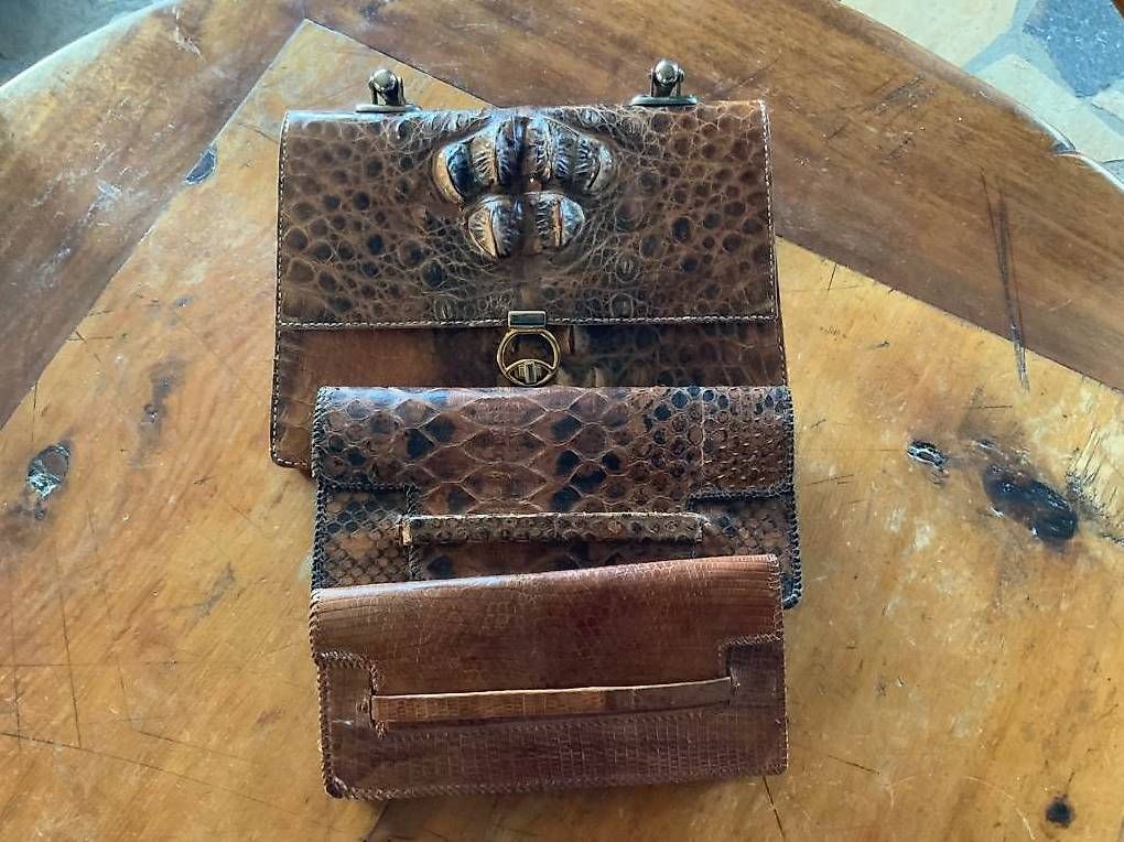 Borse da donna: 3 Sac en croco et serpent  - cuir véritable – Usato da Les Collons venduto da gehaisse 4
