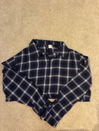 Camicia corta H&M Divided motivo a quadri blu taglia M