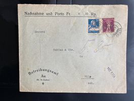 Schweiz 1928 NN-Brief B.amt Au SG MiF 35 Tellkopf u.-knabe