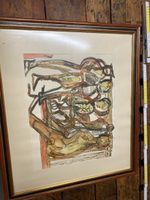 Opera d'arte unica, disegno astratto, cornice dora