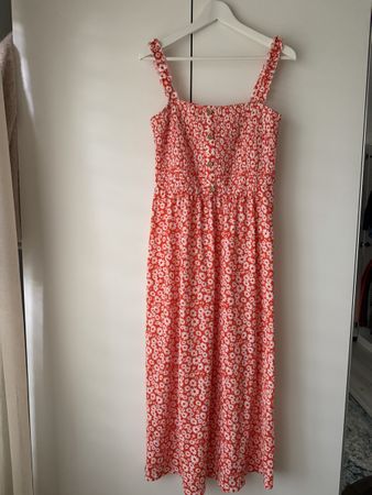 Trägerkleid Orange / weisse Bumen - Only L