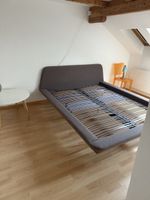 Doppelbett gepolstert grau mit Lattenrost guter Zustand