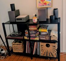 Industrial-style black shelving unit – excellent condition
