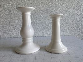 2 weisse Kerzenständer Porzellan