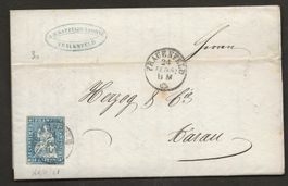 Faltbrief Schweiz 1864 STRUBEL Frauenfeld Aarau