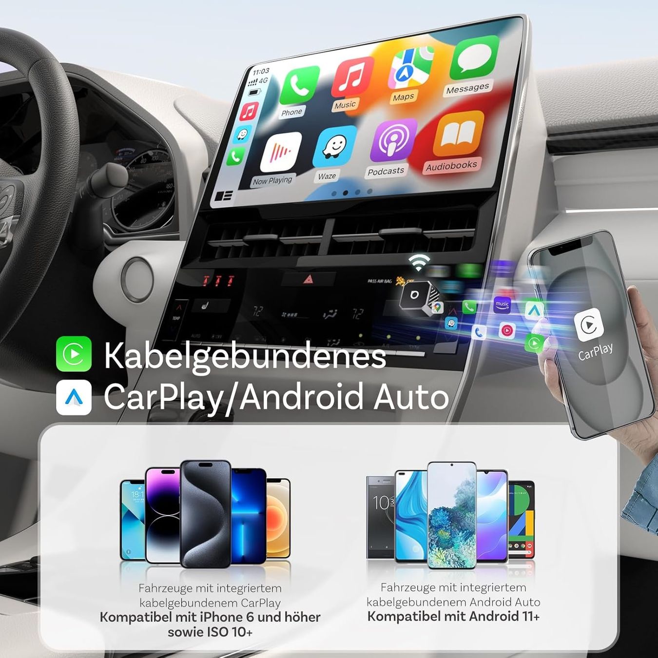 Sistemi audio & multimediali: Wireless CarPlay Android Auto Adapter USB-C Mini – Nuovo e nell'imballaggio originale da Suhr venduto da SchnapperCH 1