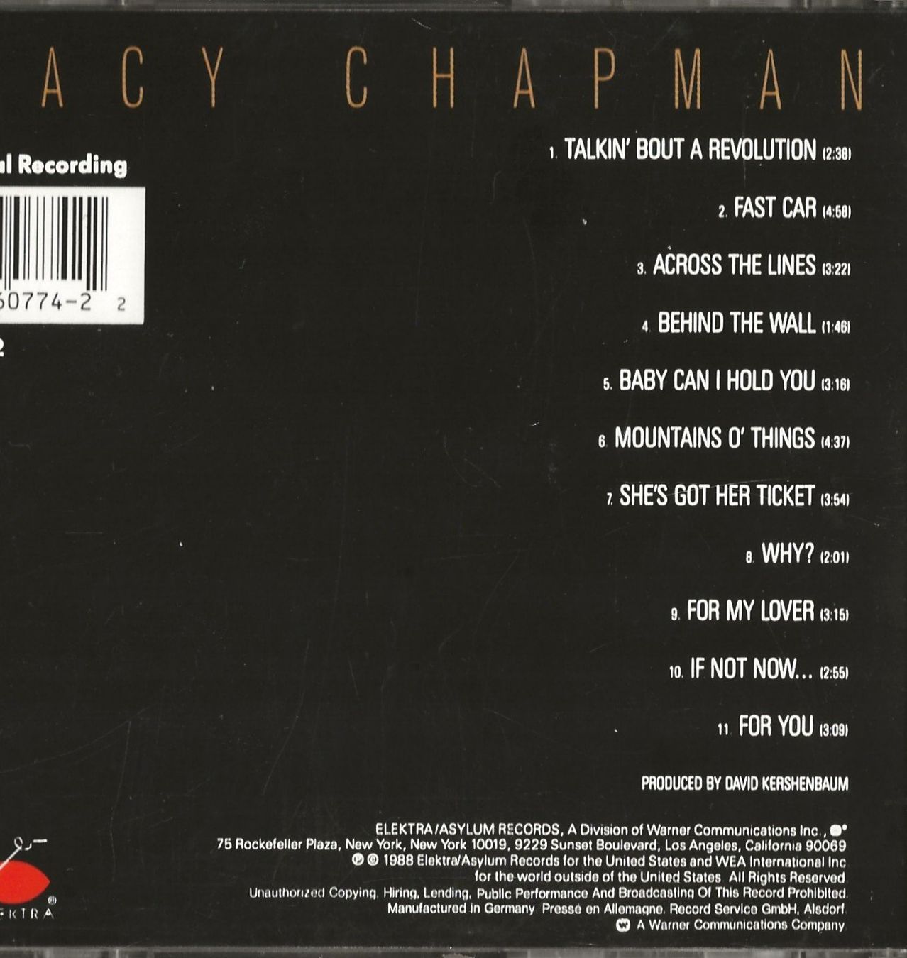 CD: TRACY CHAPMAN – Usato da Reinach BL venduto da studii100 1