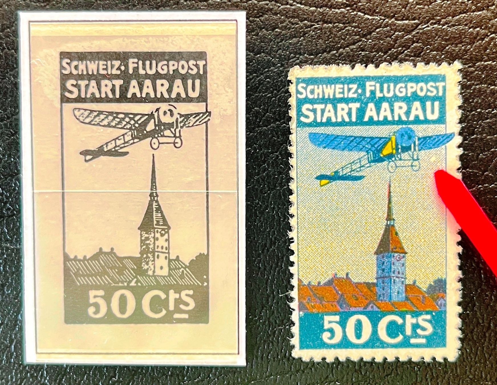 Alle Briefmarken: Flugpostvorläufer I** postfrisch Aarau mit Abklatsch & Abart – Neu (gemäss Beschreibung) aus Bern von nik688 3