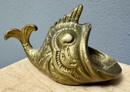 Messing / Bronze Fisch Aschenbecher 50er Jahre
