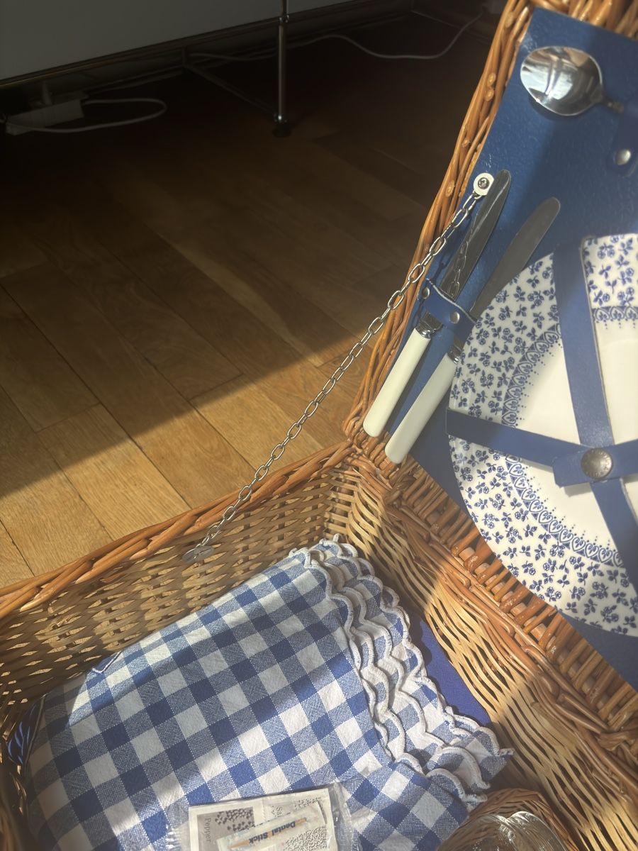 Altro per la casa: Picnic basket with tableware and checkered blanket – Usato da Zürich venduto da lun_cdx7 2