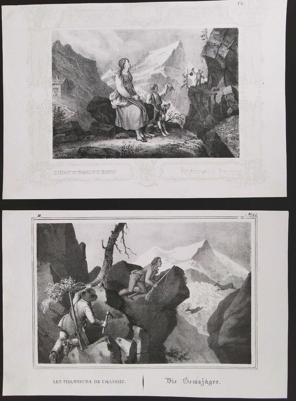 Incisioni: Gemsjäger 2 Lithographien von Weibel Comtesse – Usato da Rafz venduto da Helvet32