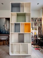 Regal mit Einlegeboxen weiss Metall Holz Grösse H190xB80cm