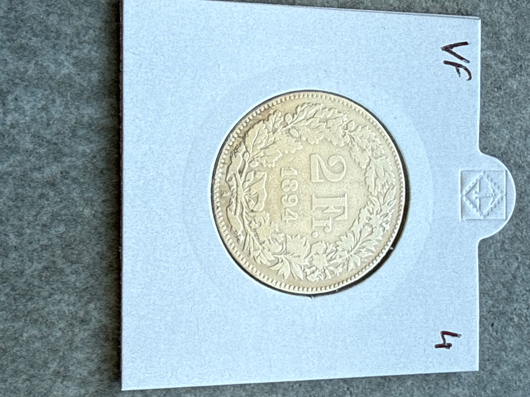 Tutti le monete: Swiss 2 francs 1894 Silver Coin – Usato da Pully venduto da ta571