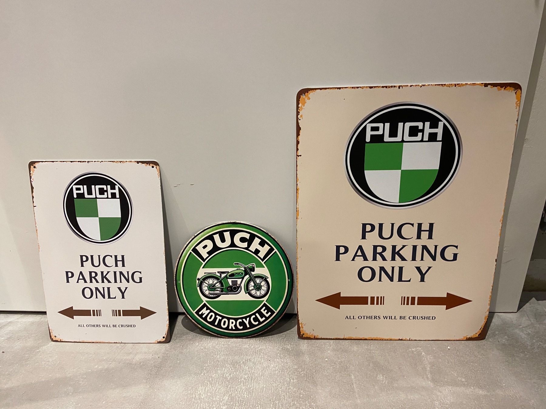Puch Schilder: PUCH Vintage Blechtafel Metallic Set / NEU – Neu und originalverpackt aus Seon von Aaargauer01