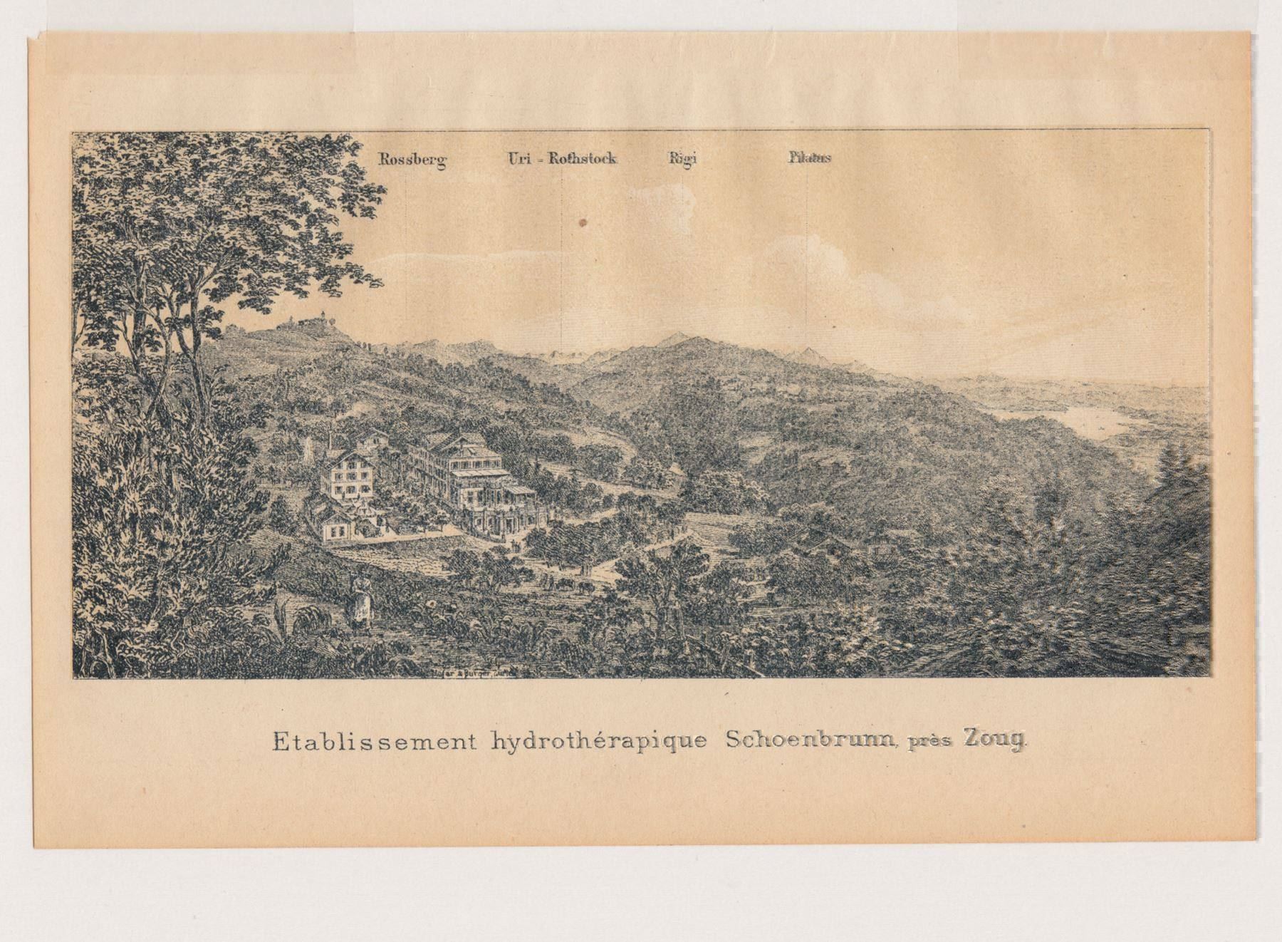 Grafiken & Lithographien: SCHÖNBRUNN BEI ZUG, LITHOGRAPHIE 1892 – Antik aus Grüningen von Kartensammler 2