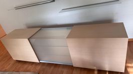Design-Sideboard Team by Wellis – Metall & graues Glas