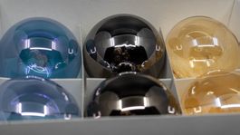 6 Glaskugeln, mundgeblasen, Durchmesser 70 mm, 3x2 Farben