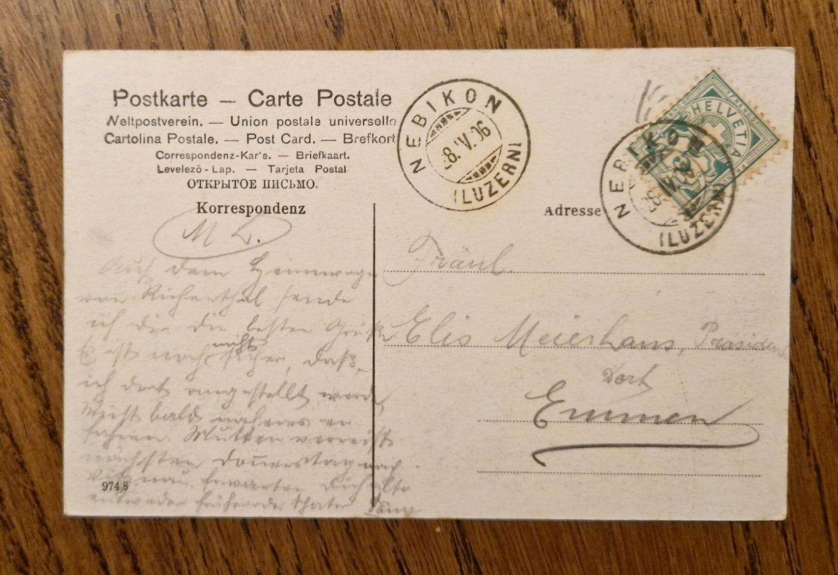 Ansichtskarten: Innigst, Liebesbeweis 1906 – Gebraucht aus Ebikon von Donar50 1