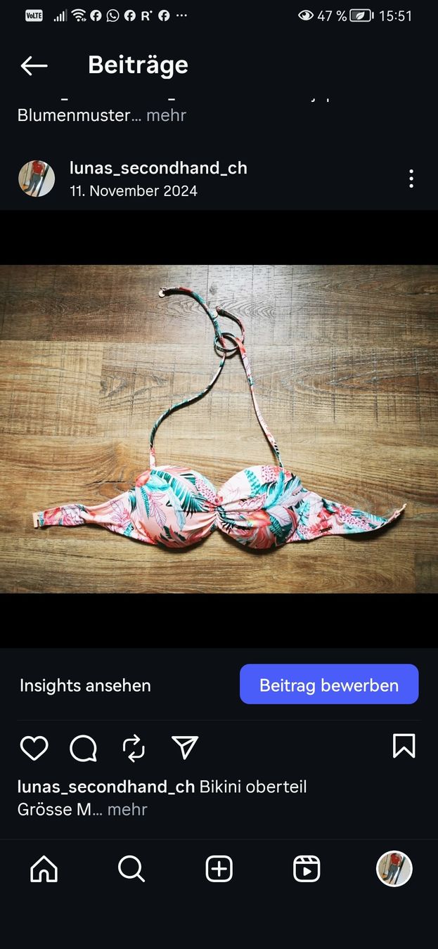 Badekleider & Bikinis: Bikini Oberteil, Gr. M, Blumenmuster - Sommerfeeling! – Gebraucht aus Balsthal von Leila_Luna