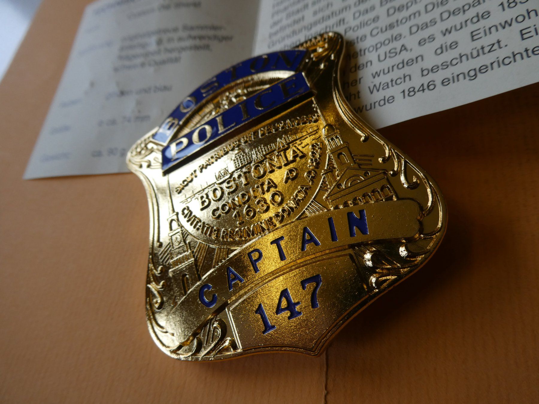 Medaillen: USA, Boston Police, Captain    Replika – Neu (gemäss Beschreibung) aus Hinterforst von Rohusri 2