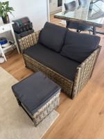 2 in 1 Rattan Lounge und Tisch