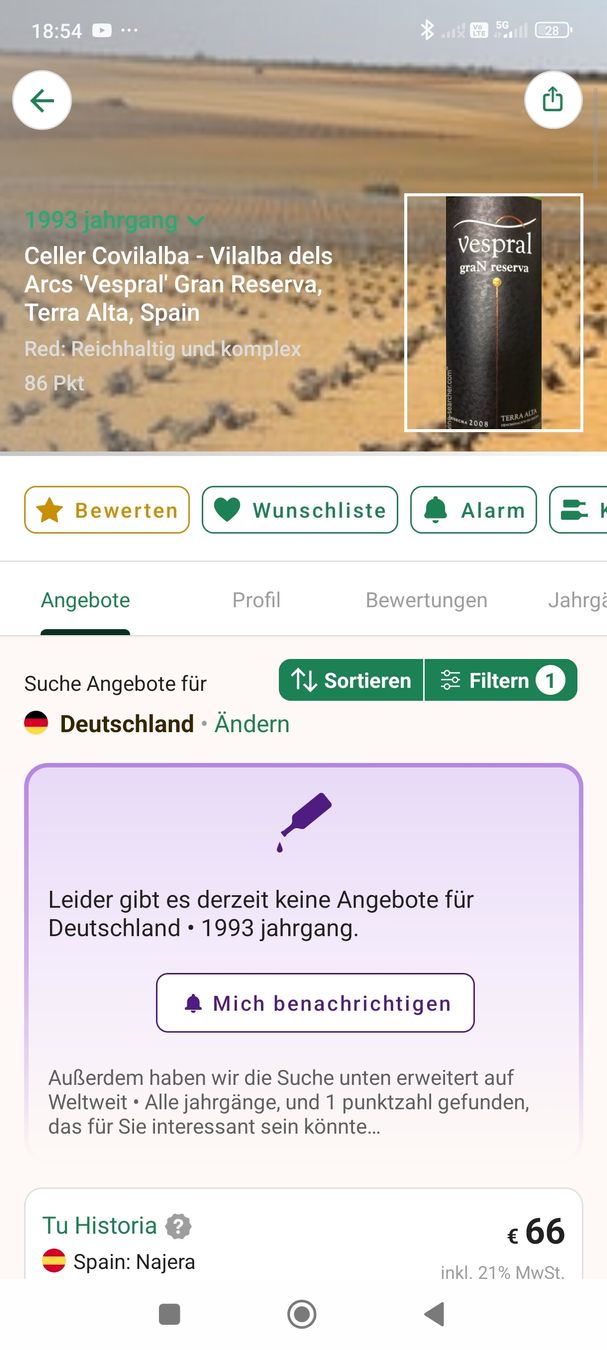 Wein: 1993 Vespral  Reserva Terra alta – Neu und originalverpackt aus Büsserach von Vintage-vins 6