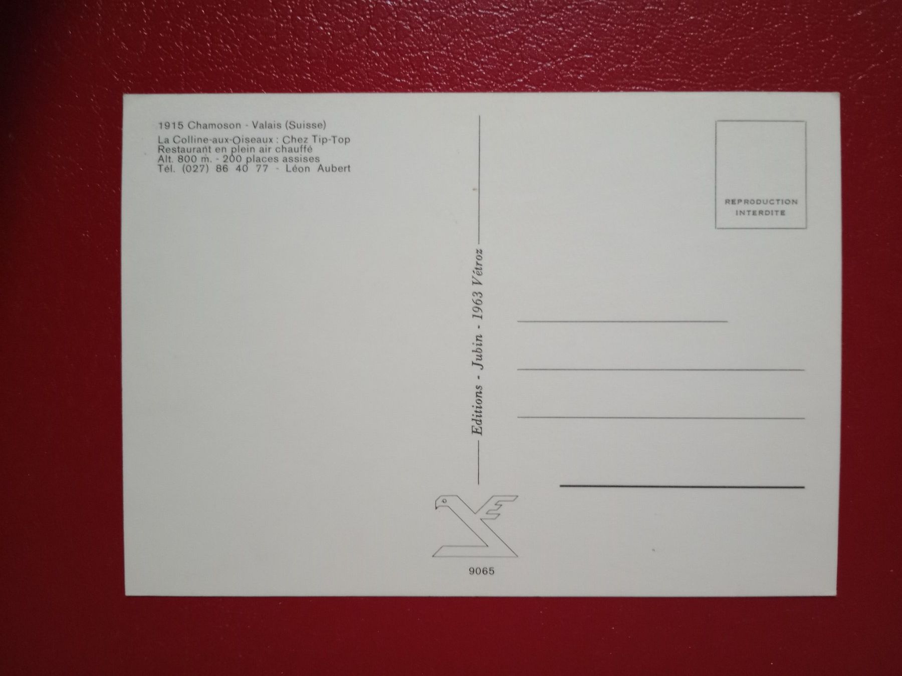 Cartoline postali: Chamoson Wallis La Colline auch Oiseaux Restaurant – Usato da Küttigen venduto da Melisch1000 1