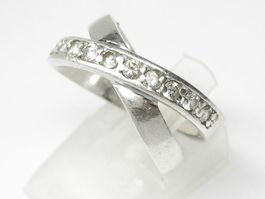 Vintage Ring 2-fach gekreuzt Silber 925 + KSB Zirkonia Gr.55