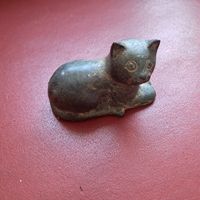 Kleine Bronzefigur Katze Antiquität Dekoration 