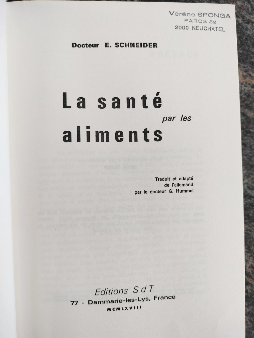 Libri: La santé par les aliments Dr E. Schneider 1968 numéroté – Nuovo (secondo la descrizione) da Cortaillod venduto da rozinna 2