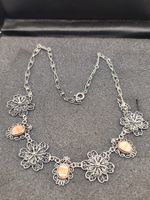 Art Deko 800er Silber Filigran Collier mit Sonnensteine Top