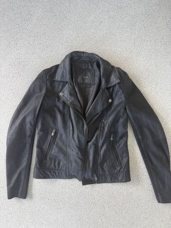 Schwarze Y.A.S kunst Lederjacke im Biker-Stil, Grösse S