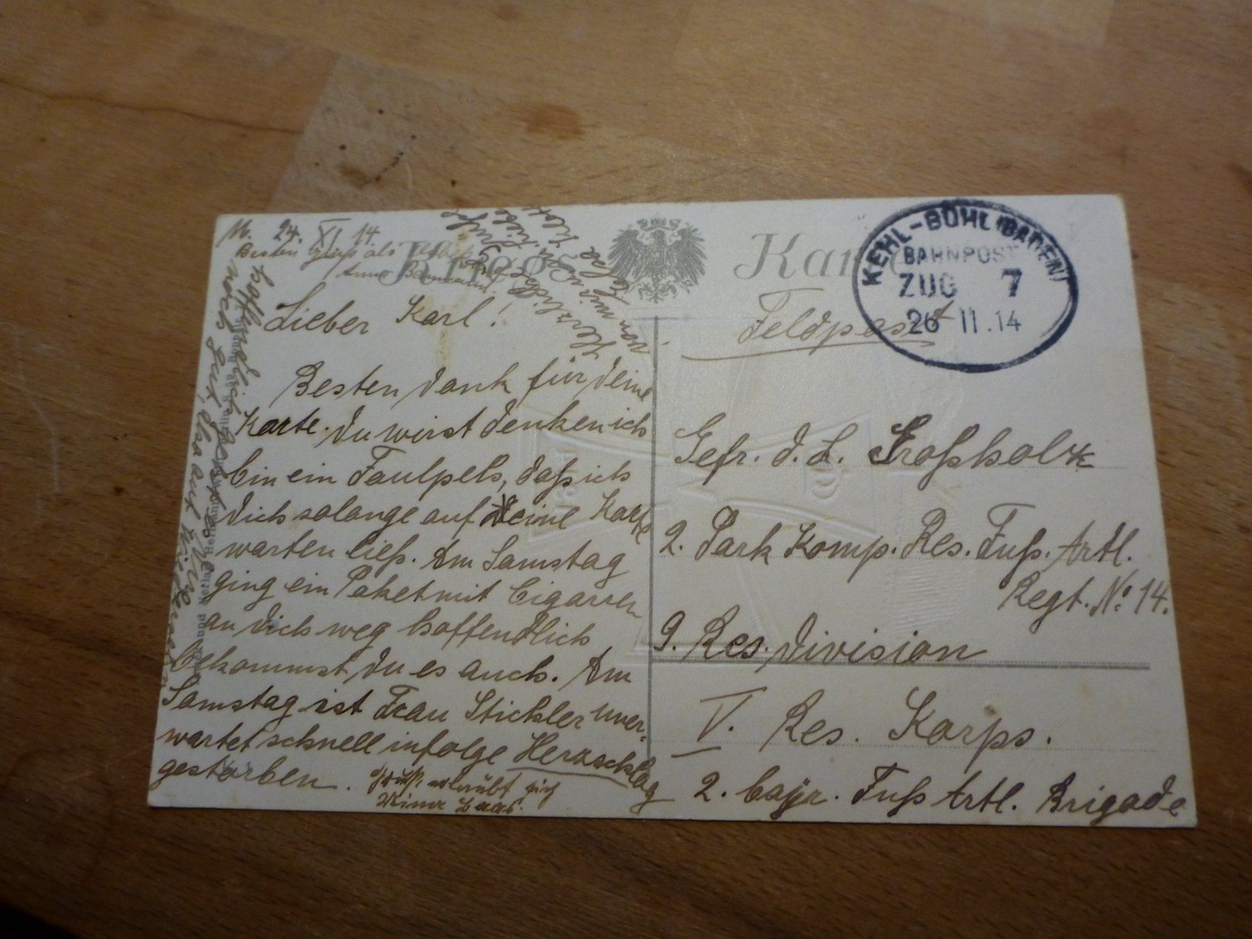 Ansichtskarten: Eisernes Kreuz – Gebraucht aus Eschen von Nerger1918 1