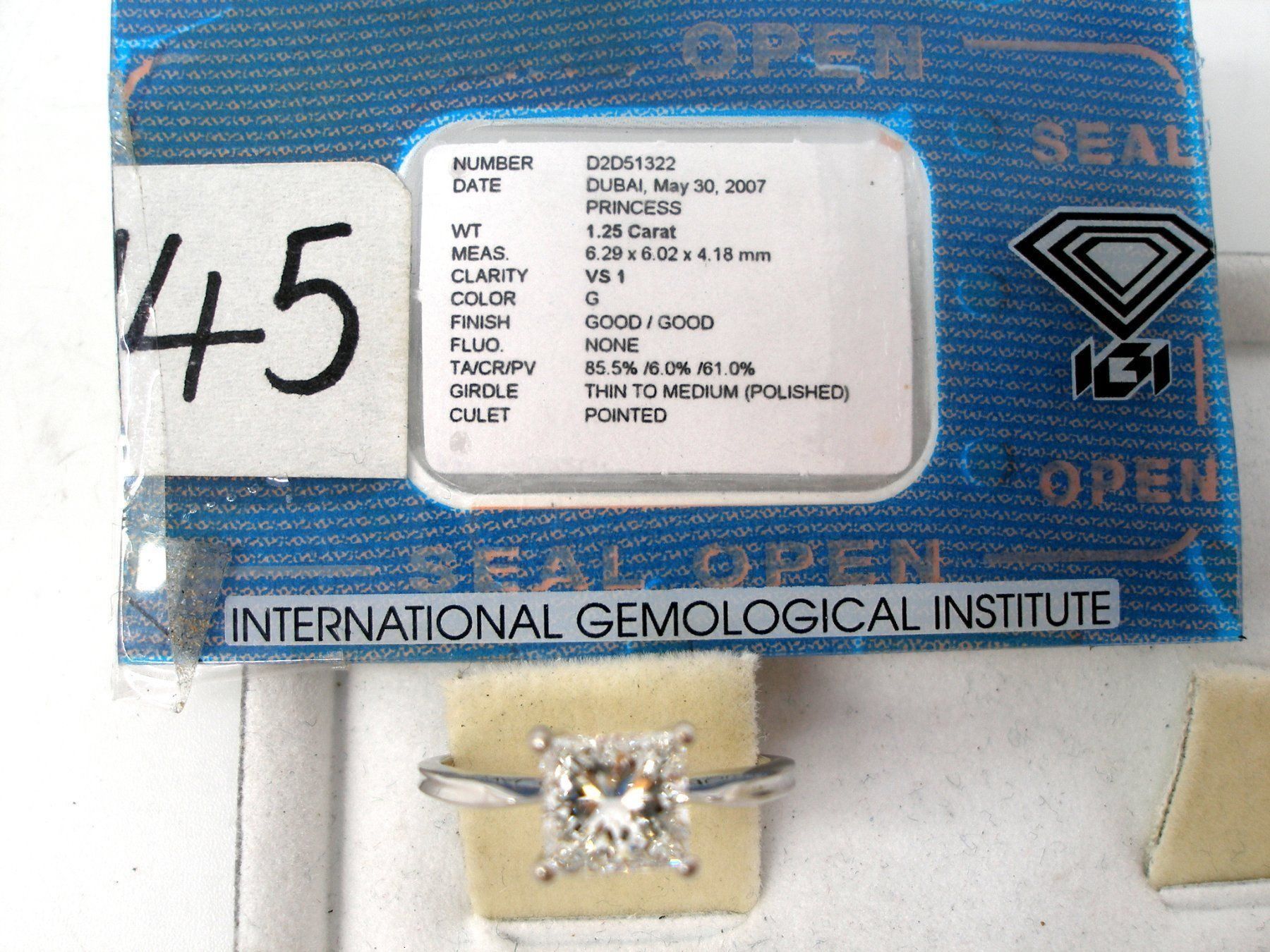 Ringe: 0.750 WG 1.25 CT SOLITAIRE PRINCESS – Neu und originalverpackt aus Zürich von SWISSTIMEARTS-AG 4