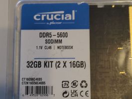 Crucial DDR5 SODIMM RAM 32GB Kit 5600MHz neu