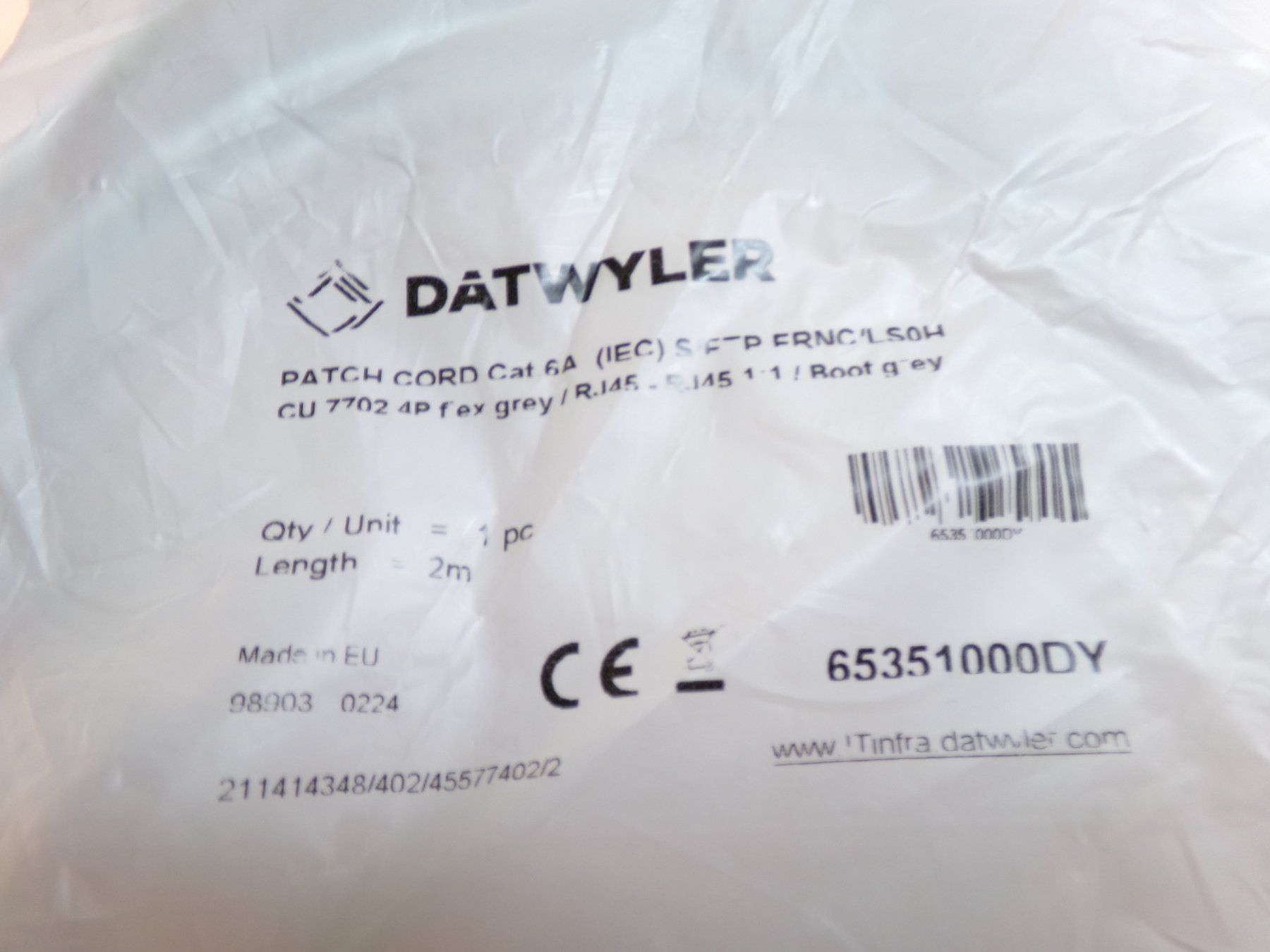 Dätwyler Cavi: Patchkabel Cat 6a grau 2m – Nuovo e nell'imballaggio originale da Hombrechtikon venduto da HaGeKa50 2