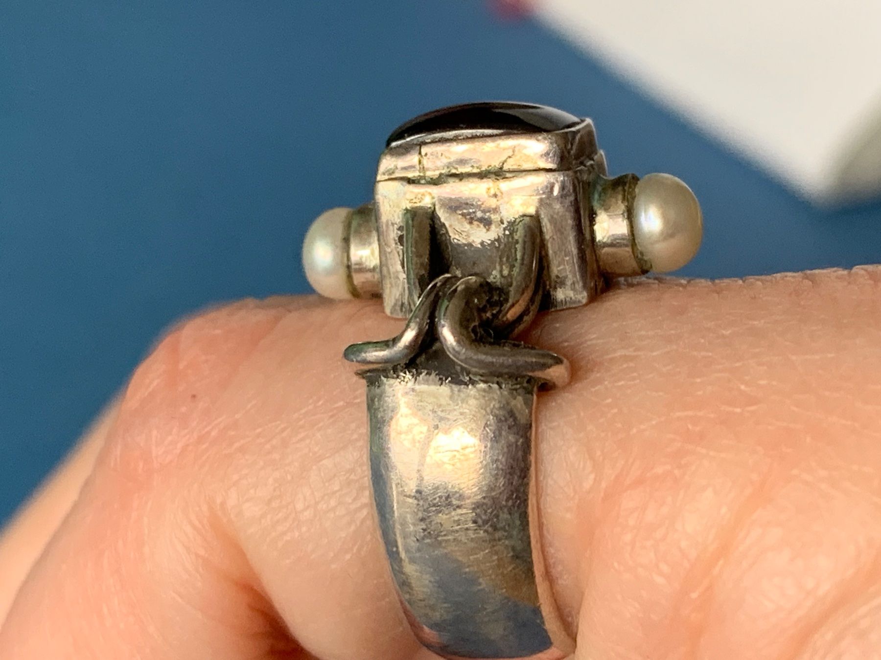 Ringe: Silberring burgunder Perlen (47/15) – Gebraucht aus Laufen von Bellebellezza 1