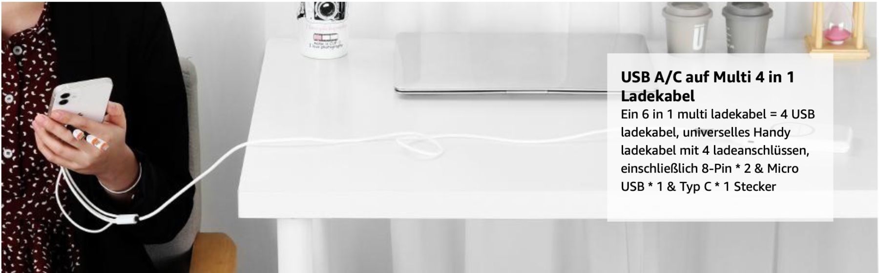 Kabel: Multi USB Kabel 6 in 1, 3A 1.2M Universelles USB A/C – Neu und originalverpackt aus Bülach von StoreInShop.com 7