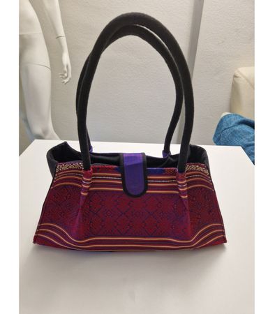 Handtasche Stofftasche Shopper Unikat Lila Schwarz